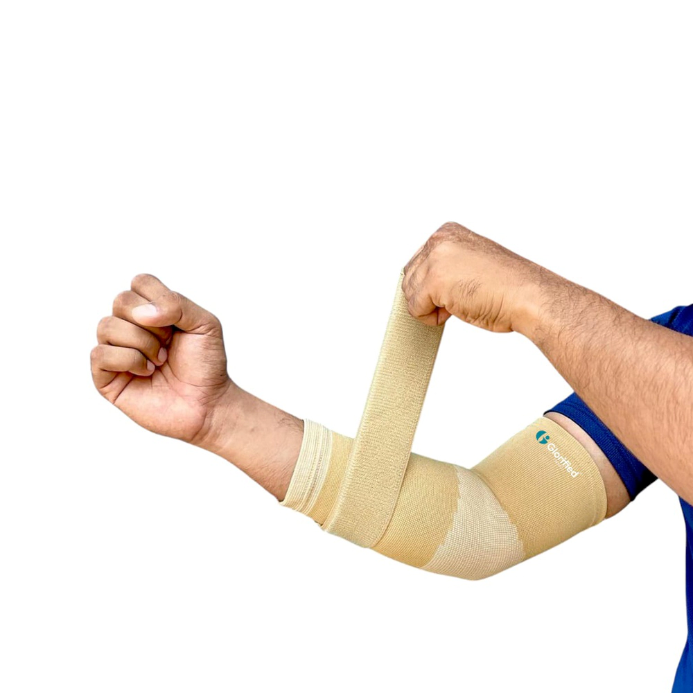 Elbow support with binder for joint stabilization and pain relief